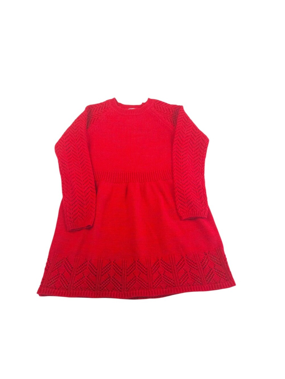 Cat & Jack Red Knit Long-Sleeve Girls Dress Size 6/6x